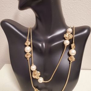 - SOLD- GIVENCHY Vintage Gold Perl Necklace 22"